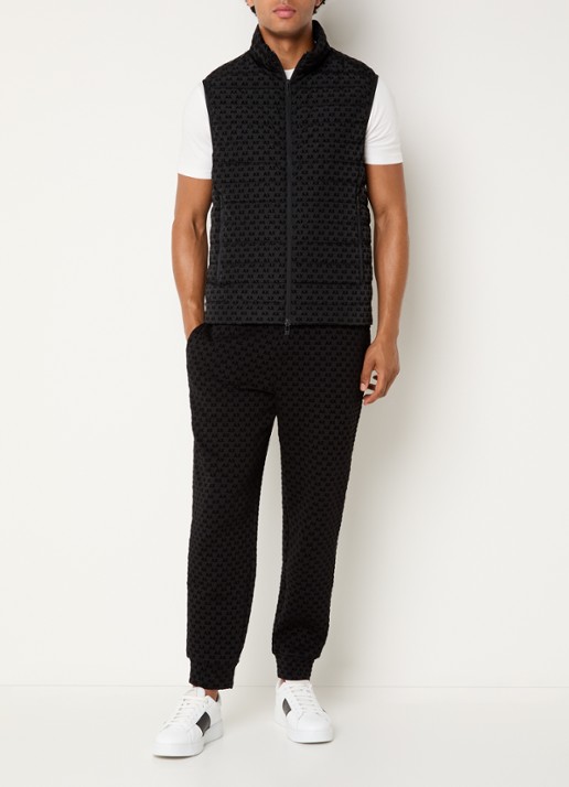 Armani Gewatteerde bodywarmer met donsvulling en flock logoprint - voorkant 4 black-uc001