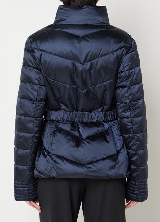 Armani Gewatteerde jas met ceintuur en glanzende finish - achterkant 4 donkerblauw