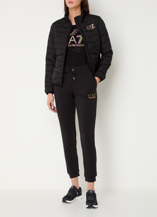 Armani Gewatteerde jas met quilt patroon en ritszakken - voorkant 3 zwart