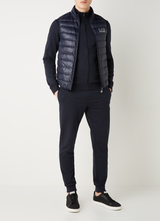 Armani Gewatteerde trainingsbodywarmer met donsvulling  - voorkant 2 donkerblauw