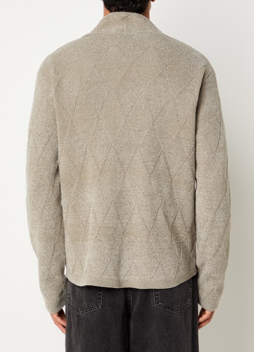 Armani Grofgebreid vest in wolblend met V-hals - achterkant 4 lindegroen