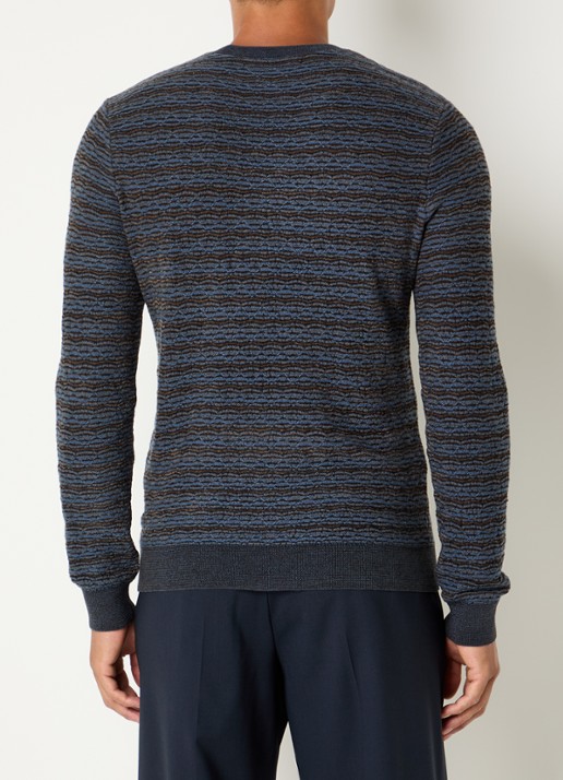 Armani Grofgebreide pullover in scheerwolblend - achterkant 4 staalblauw