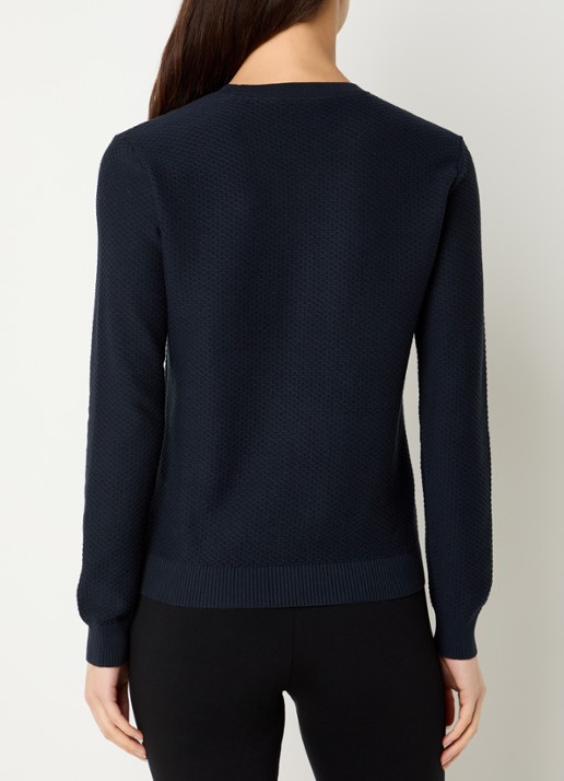 Armani Grofgebreide pullover met logo - achterkant donkerblauw