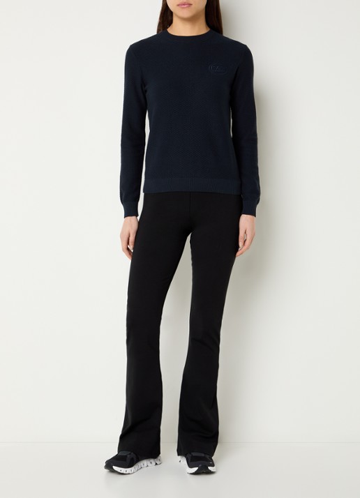 Armani Grofgebreide pullover met logo - voorkant 3 donkerblauw