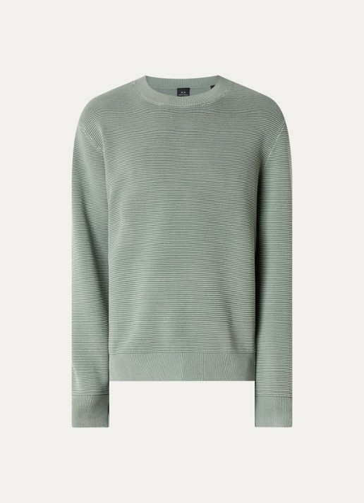 Armani Grofgebreide pullover met ronde hals - voorkant 2 lindegroen