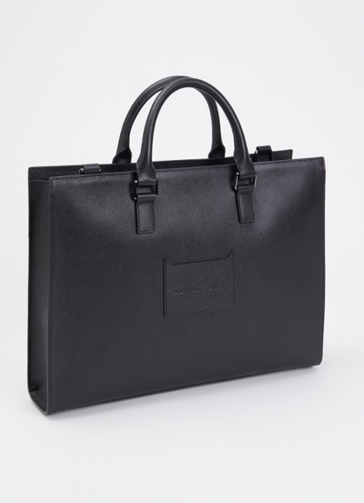 Armani Handtas van leer met afneembare schouderriem - achterkant 5 zwart