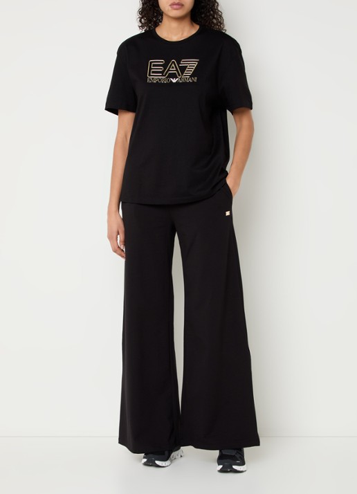 Armani High waist flared fit joggingbroek met steekzakken - voorkant 3 zwart