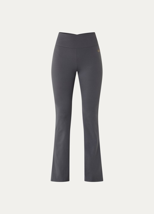 Armani High waist flared fit trainingslegging met logo - voorkant 2 donkergrijs