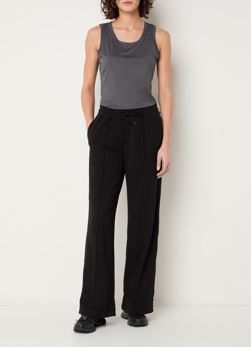 Armani High waist loose fit joggingsbroek met logo - voorkant 4 zwart