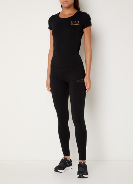 Armani High waist skinny fit trainingslegging met logo - voorkant 5 zwart