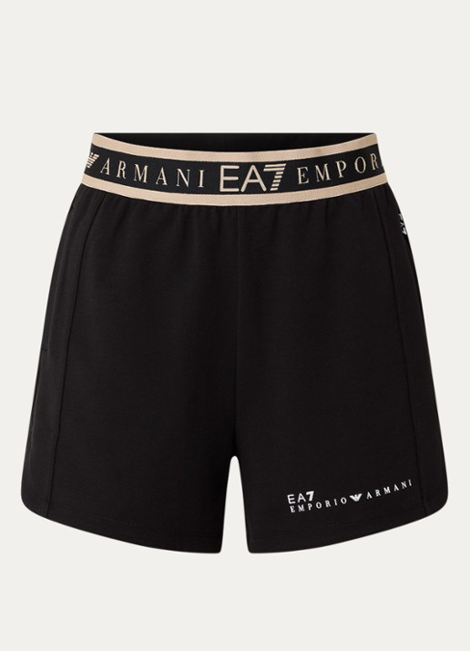Armani High waist straight fit korte broek met logoband - voorkant 3 zwart