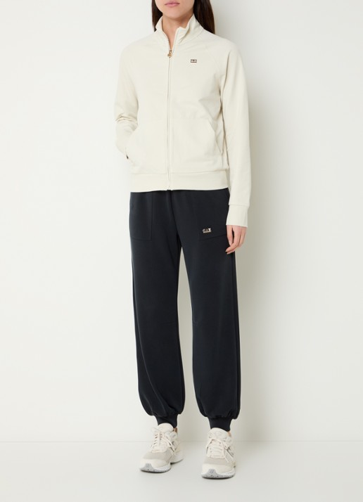 Armani High waist tapered fit joggingbroek met logo - voorkant 2 zwart