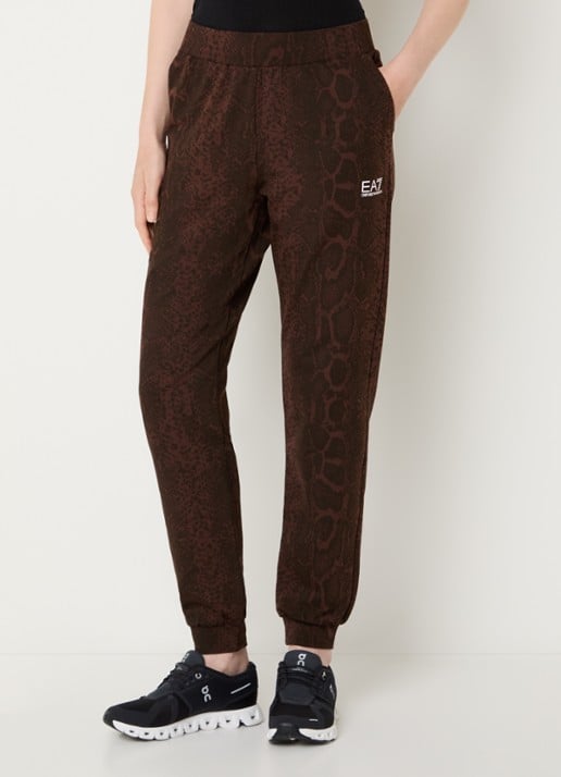 Armani High waist tapered fit joggingbroek met slangenprint