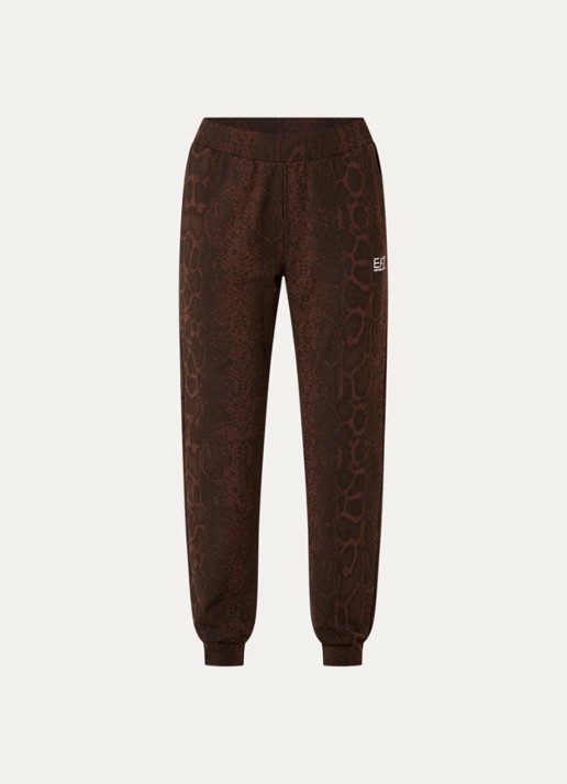 Armani High waist tapered fit joggingbroek met slangenprint - voorkant 2 bruin