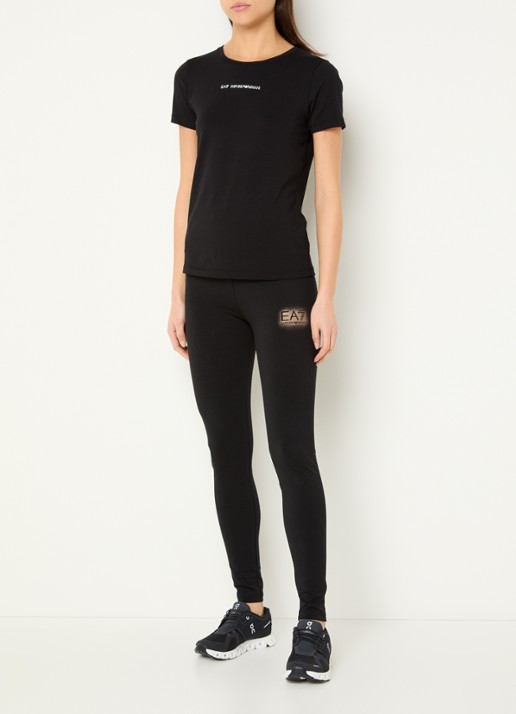 Armani High waist trainingslegging met logo - voorkant 5 zwart