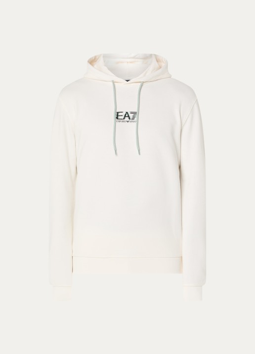 Armani Hoodie met logo- en backprint - voorkant 4 gebroken wit