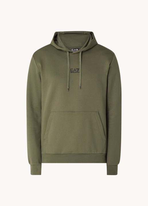 Armani Hoodie met logo - voorkant 2 legergroen