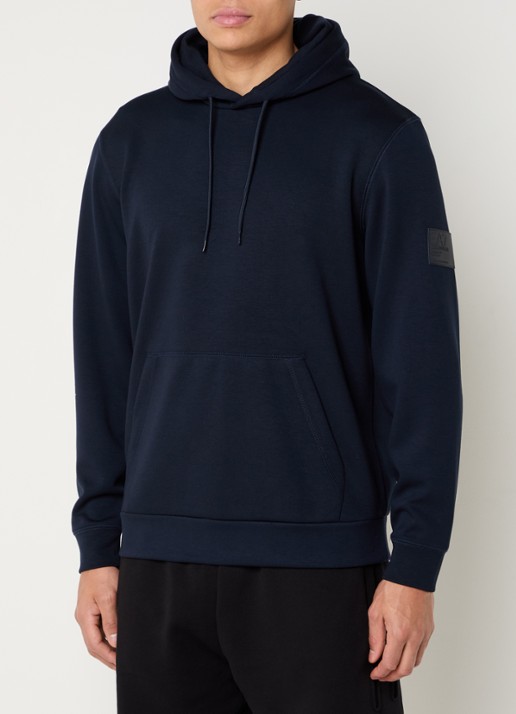 Armani Hoodie met logo - detail donkerblauw