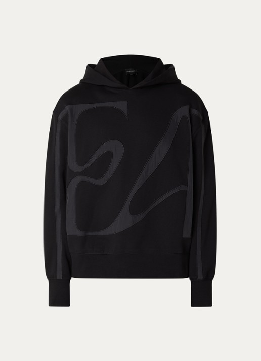 Armani Hoodie met logoborduring - voorkant 4 zwart