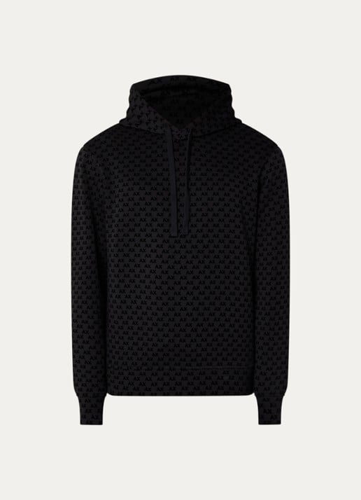 Armani Hoodie met logoprint - voorkant zwart