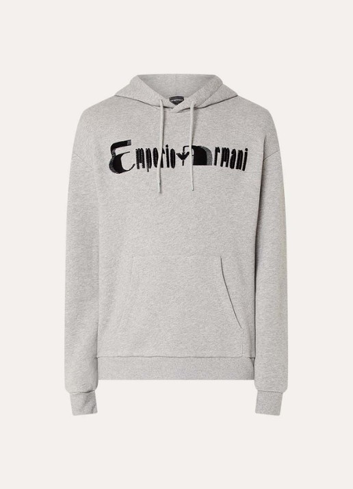 Armani Hoodie met logoprint - voorkant 2 grijsmele