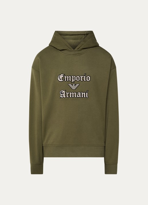 Armani Hoodie met logoprint - voorkant 4 donkergroen