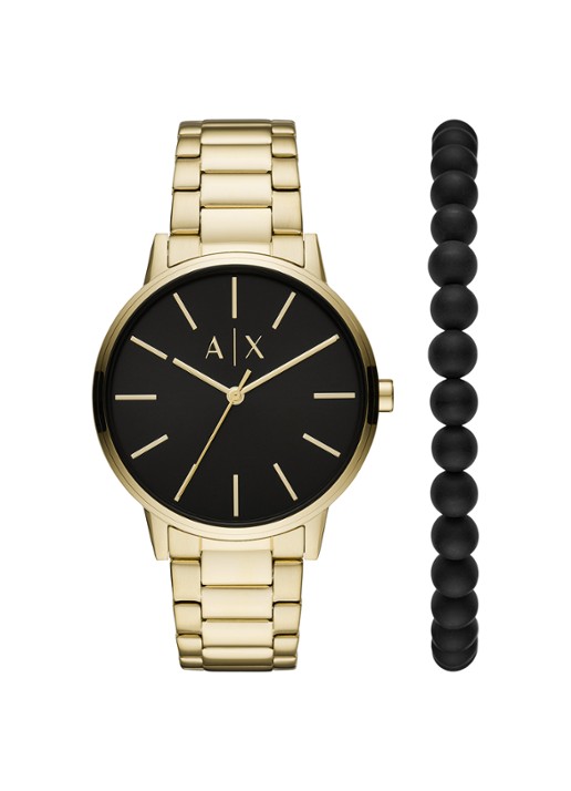 Armani Horloge en armband giftset AX7119 - voorkant 4 goud