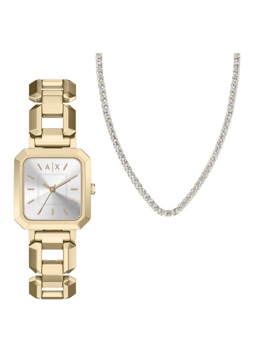 Armani Horloge en ketting set van 2 AX7186SET - voorkant goud