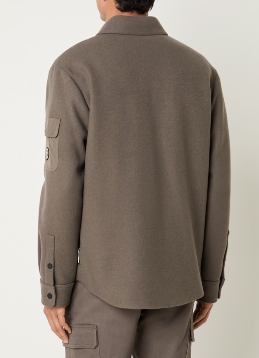 Armani Jack in scheerwolblend met klepzakken - achterkant 2 donkerkhaki