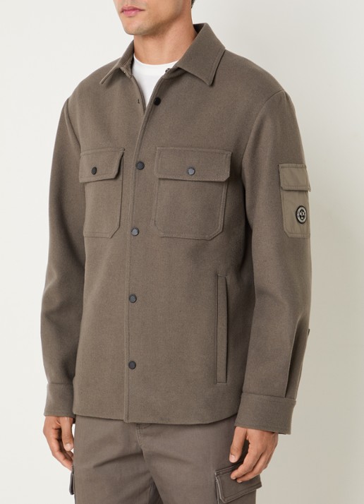 Armani Jack in scheerwolblend met klepzakken - detail donkerkhaki