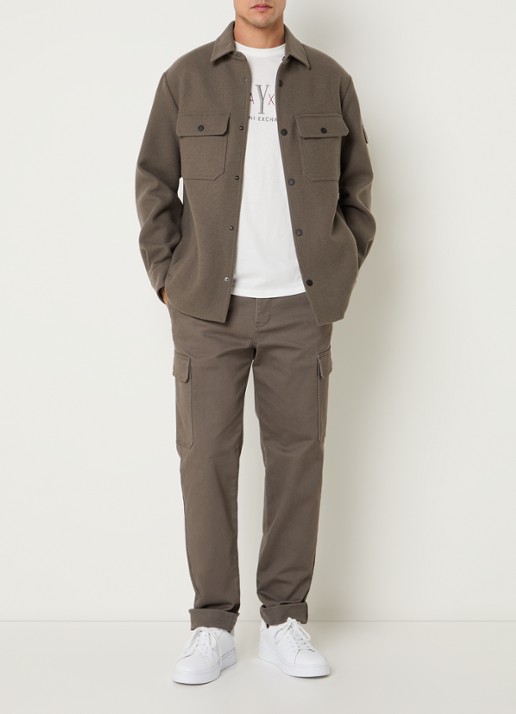Armani Jack in scheerwolblend met klepzakken - voorkant 4 donkerkhaki