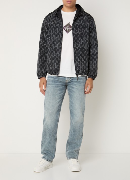 Armani Jack met logoprint en capuchon - voorkant 3 donkerblauw