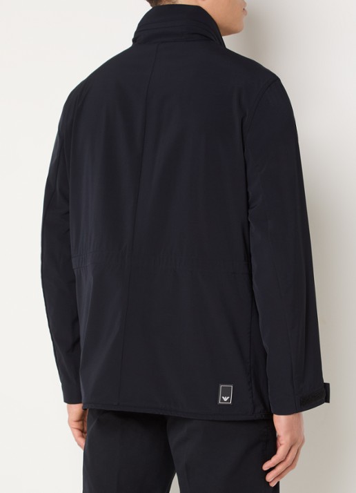 Armani Jack met opbergbare capuchon en klepzakken - achterkant 4 donkerblauw