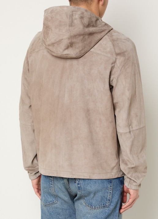 Armani Jack van geitenleer met capuchon en borstzak - achterkant 4 donkerbeige