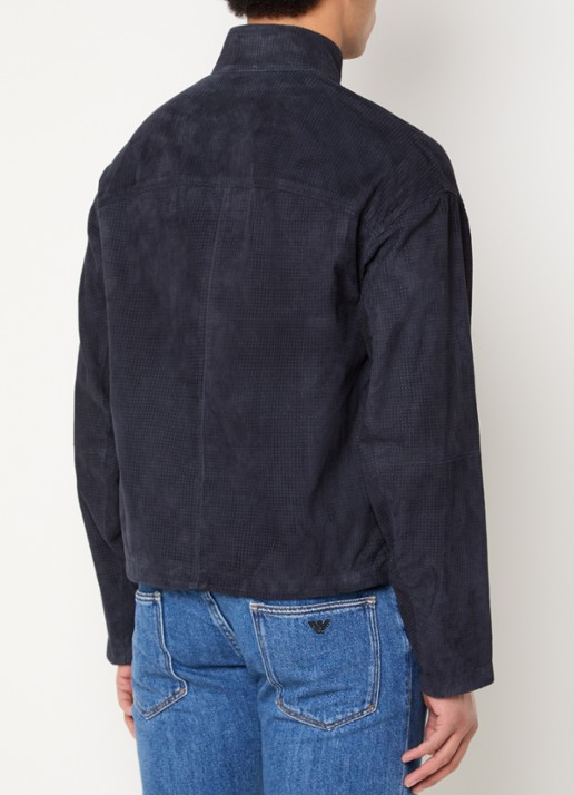 Armani Jack van geitenleer met steekzakken - achterkant 4 donkerblauw
