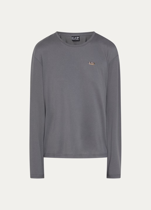 Armani Longsleeve met logo en stretch - voorkant 3 middengrijs