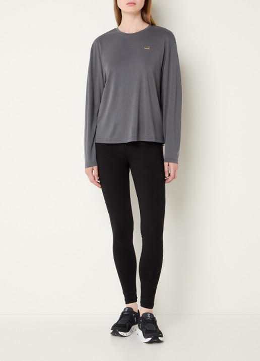 Armani Longsleeve met logo en stretch - voorkant 4 middengrijs