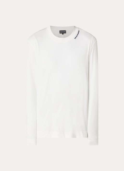 Armani Longsleeve met logo - voorkant wit