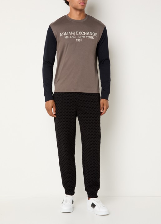 Armani Longsleeve met logoprint - voorkant 4 lichtbruin
