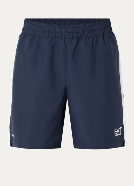 Armani Loose fit korte broek met logo en steekzakken - voorkant 2 donkerblauw