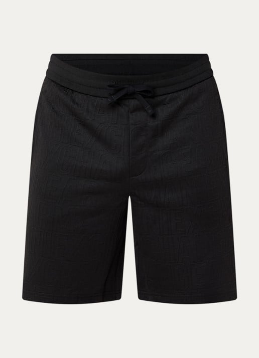 Armani Loose fit korte broek met logoborduring - voorkant zwart
