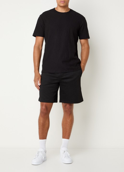 Armani Loose fit korte broek met logoborduring - voorkant 2 zwart