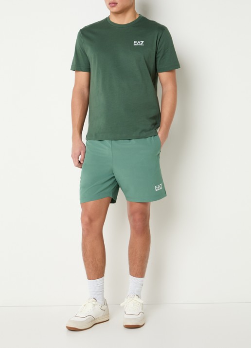 Armani Loose fit korte broek met logoprint en steekzakken - voorkant 3 lichtgroen