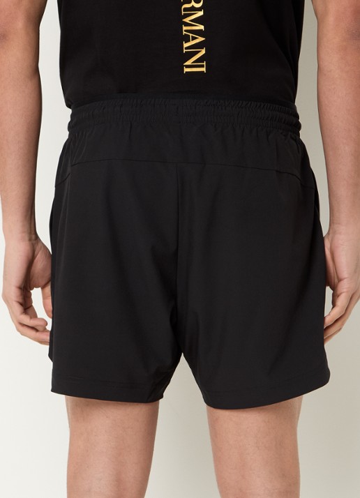 Armani Loose fit korte joggingbroek met logo - achterkant zwart