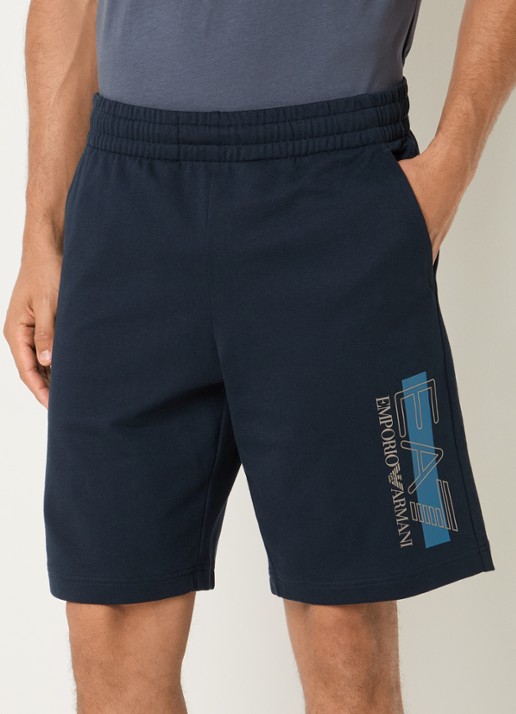 Armani Loose fit korte joggingbroek met logo - detail 4 blauw