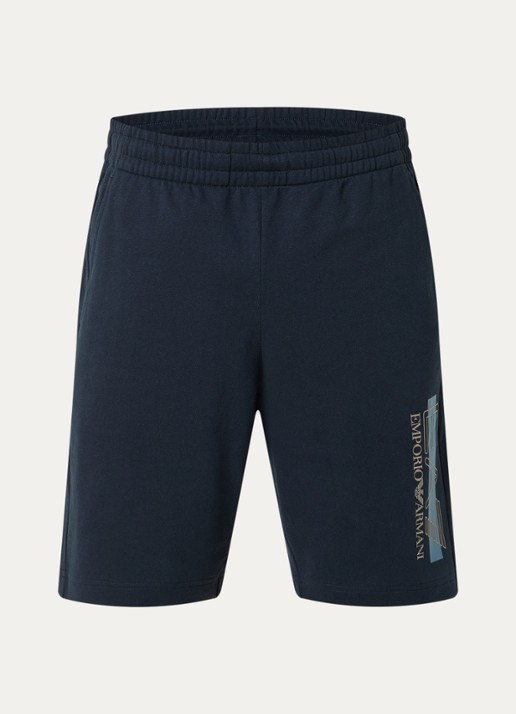 Armani Loose fit korte joggingbroek met logo - voorkant 2 blauw