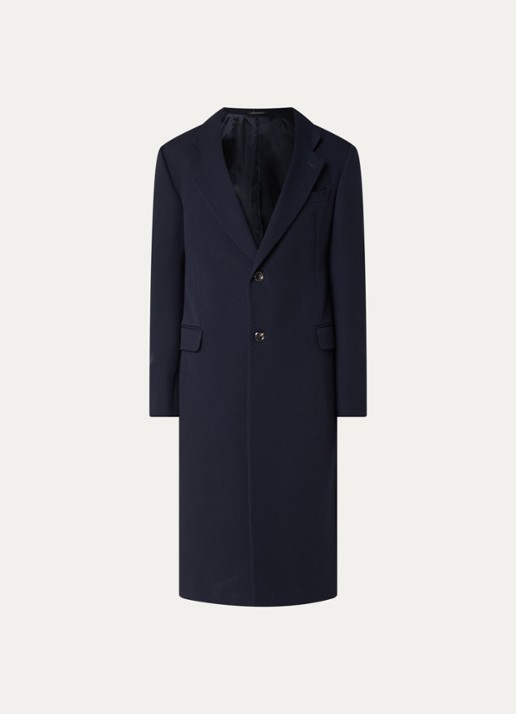 Armani Mantel van wol met steekzakken - voorkant donkerblauw