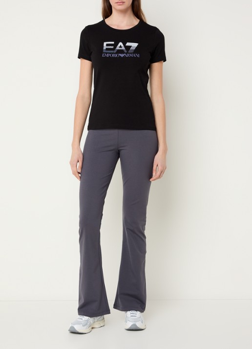 Armani Mid waist flared legging met logo - voorkant 3 donkergrijs