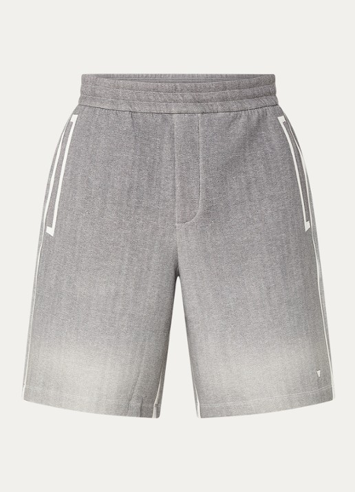 Armani Mid waist straight fit korte broek met paspelzakken - voorkant 2 lichtgrijs