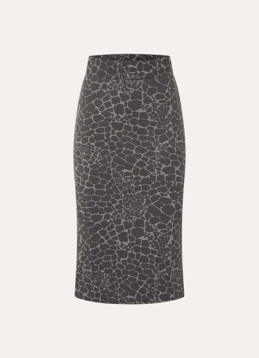 Armani Midi rok met dierenprint en split - voorkant middengrijs